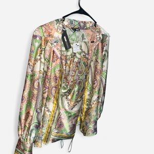 Fashion Nova Multicolor Paisley Blouse